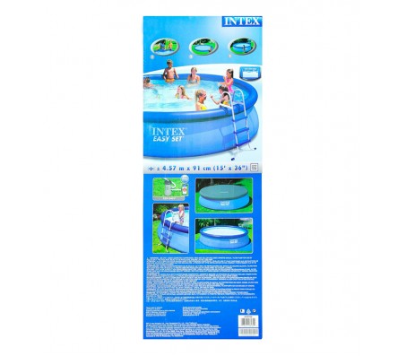 Easy Set, бассейн надувной 457х91 см (лестница, подстилка, тент, насос с фильтром 220V)Надувные бассейны